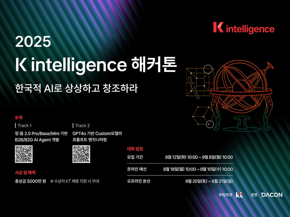 KT ‘K intelligence 해커톤 2025’ 개최 누구나 참여 가능한 AI 아이디어 경연의 장